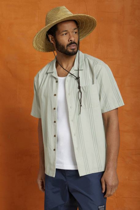 Men Brixton Mineral Grey Bunker Reserve Cool Weight S/S Woven Apparel