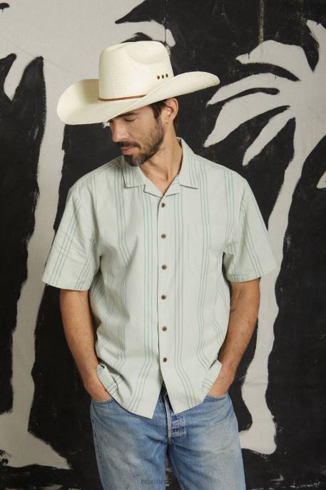 Men Brixton Mineral Grey Bunker Reserve Cool Weight S/S Woven Apparel