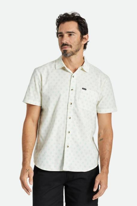 Men Brixton Off White/Jade Geo Charter Print S/S Woven Apparel