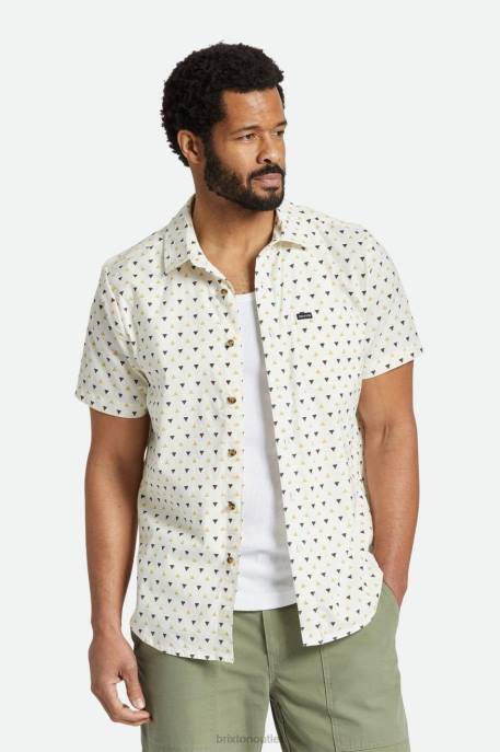 Men Brixton Off White/Straw/Dark Earth Charter Print S/S Woven Apparel