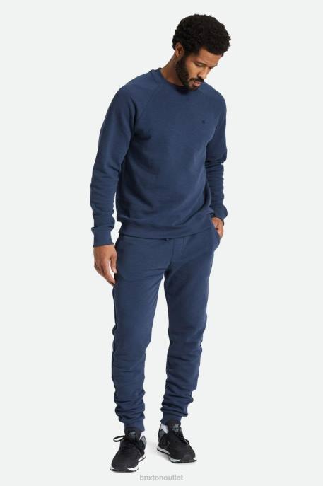 Men Brixton Washed Navy Slub French Terry Crew Apparel