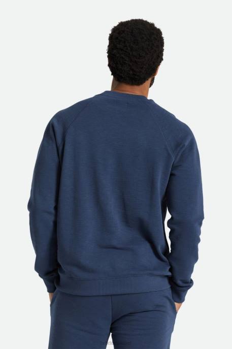 Men Brixton Washed Navy Slub French Terry Crew Apparel