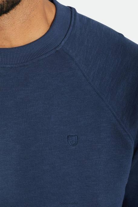 Men Brixton Washed Navy Slub French Terry Crew Apparel