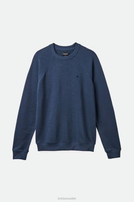 Men Brixton Washed Navy Slub French Terry Crew Apparel