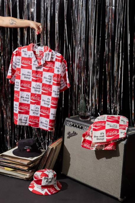 Men Brixton White Coca-Cola Bunker S/S Woven Apparel