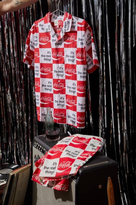Men Brixton White Coca-Cola Bunker S/S Woven Apparel