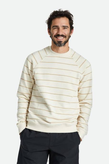 Men Brixton Whitecap/Sand Slub French Terry Crew Apparel