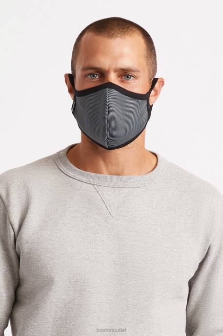 Unisex Brixton Black Engineer Stripe Reversible Face Mask Accessories