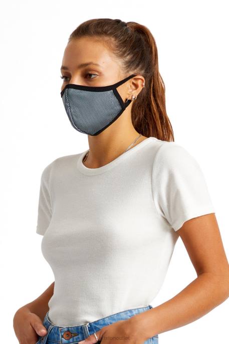 Unisex Brixton Black Engineer Stripe Reversible Face Mask Accessories