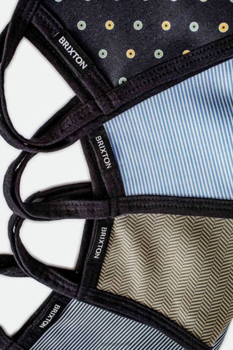 Unisex Brixton Olive Herringbone Reversible Face Mask Accessories