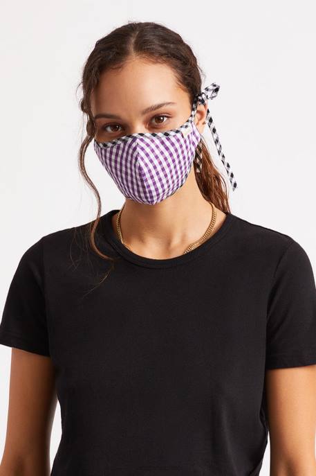 Unisex Brixton Purple Gingham Lightweight Antimicrobial Face Mask Accessories