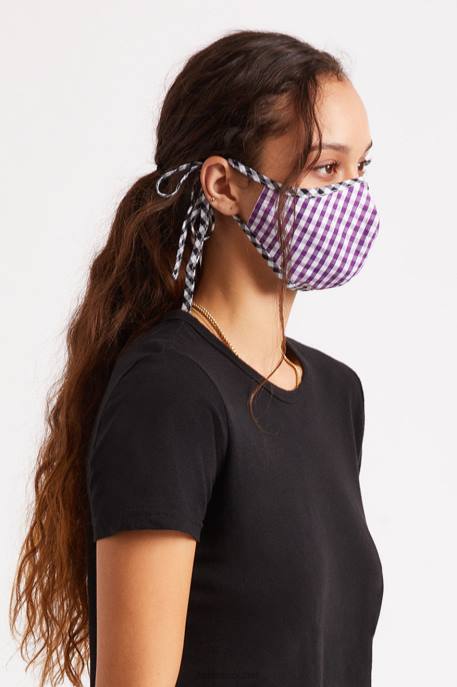 Unisex Brixton Purple Gingham Lightweight Antimicrobial Face Mask Accessories