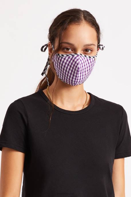 Unisex Brixton Purple Gingham Lightweight Antimicrobial Face Mask Accessories