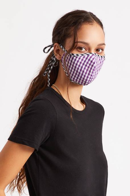 Unisex Brixton Purple Gingham Lightweight Antimicrobial Face Mask Accessories
