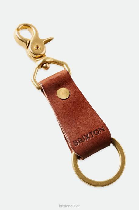 Unisex Brixton x Artifact Brown Leather Key Clip Accessories