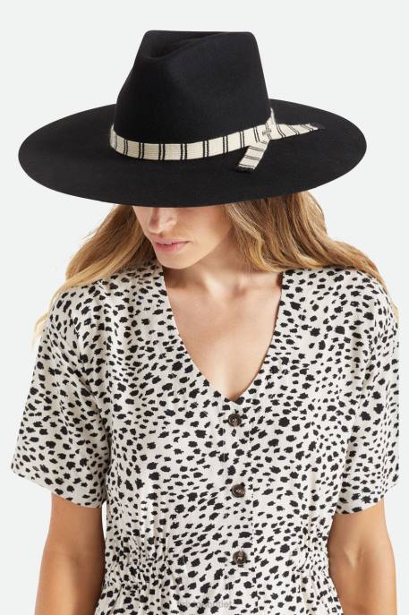 Women Brixton Black Leigh Felt Fedora Accessories