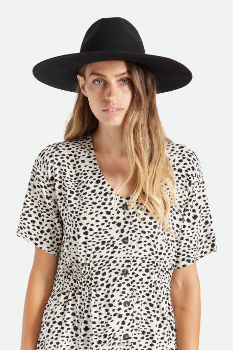 Women Brixton Black Leigh Felt Fedora Accessories