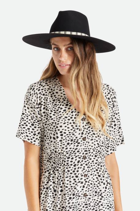 Women Brixton Black Leigh Felt Fedora Accessories