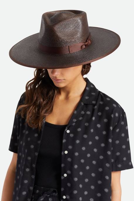 Women Brixton Deep Brown Jo Straw Rancher Hat Accessories