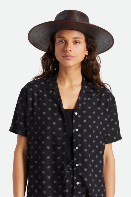 Women Brixton Deep Brown Jo Straw Rancher Hat Accessories