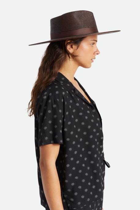 Women Brixton Deep Brown Jo Straw Rancher Hat Accessories