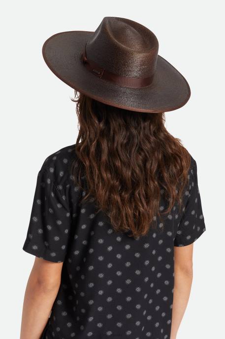 Women Brixton Deep Brown Jo Straw Rancher Hat Accessories