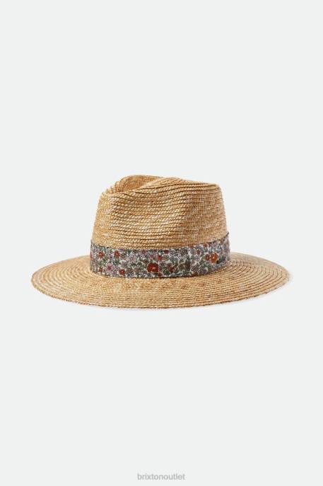 Women Brixton Honey/White Floral Joanna Short Brim Hat Accessories