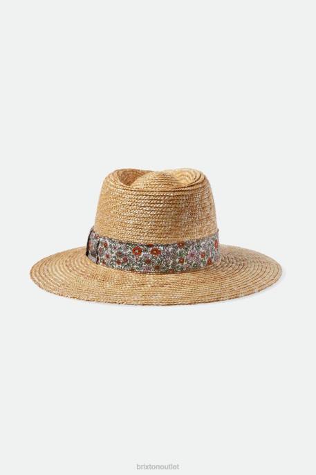 Women Brixton Honey/White Floral Joanna Short Brim Hat Accessories