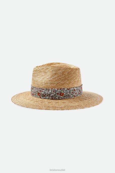 Women Brixton Honey/White Floral Joanna Short Brim Hat Accessories