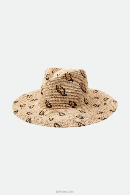 Women Brixton Natural Leopard Madeira Woven Straw Hat Accessories