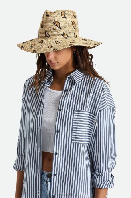 Women Brixton Natural Leopard Madeira Woven Straw Hat Accessories