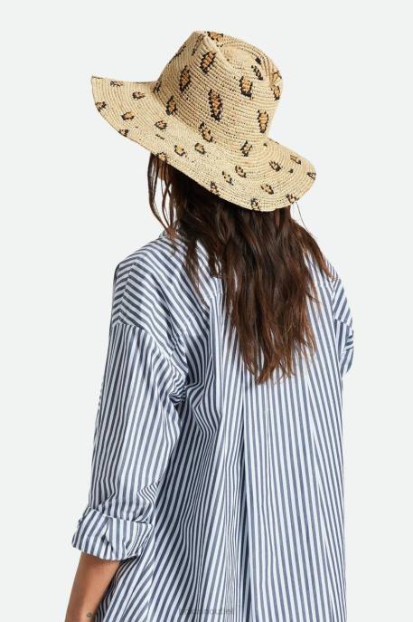 Women Brixton Natural Leopard Madeira Woven Straw Hat Accessories