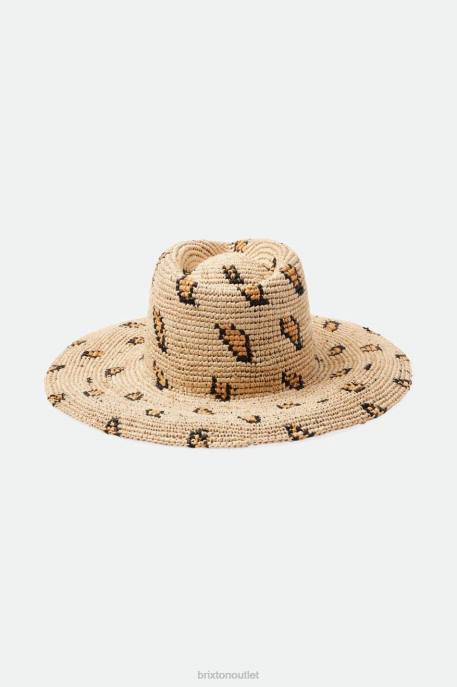 Women Brixton Natural Leopard Madeira Woven Straw Hat Accessories