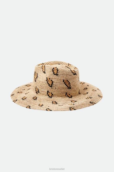 Women Brixton Natural Leopard Madeira Woven Straw Hat Accessories