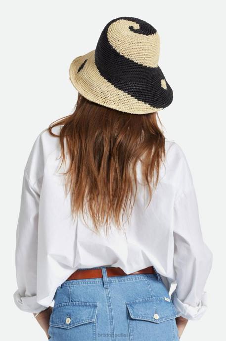 Women Brixton Whitecap/Black Redding Straw Bucket Hat Accessories