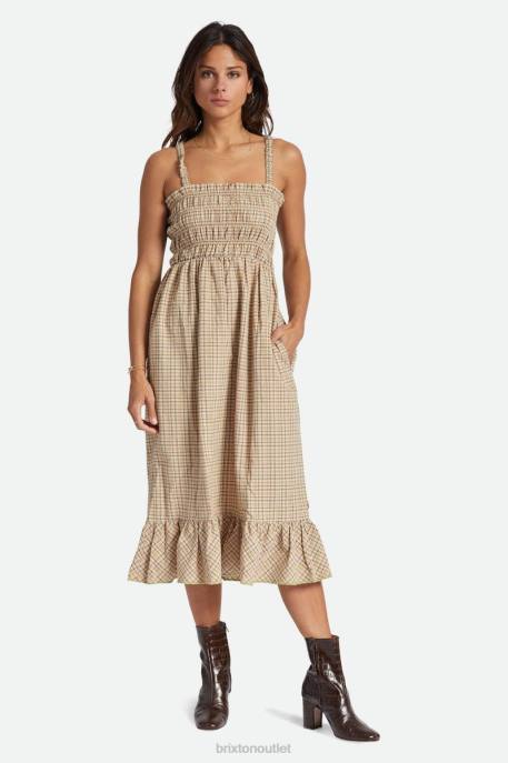 Women Brixton Sand Malta Seersucker Midi Dress Apparel