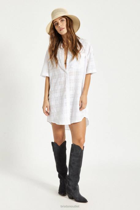 Women Brixton White Leon S/S Overshirt Dress Apparel