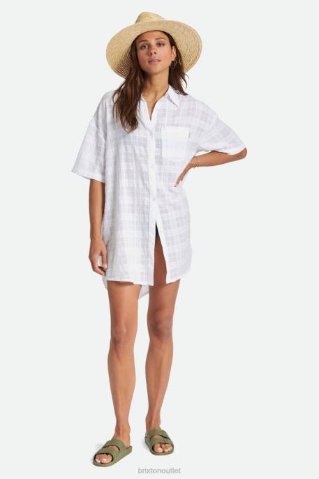 Women Brixton White Leon S/S Overshirt Dress Apparel