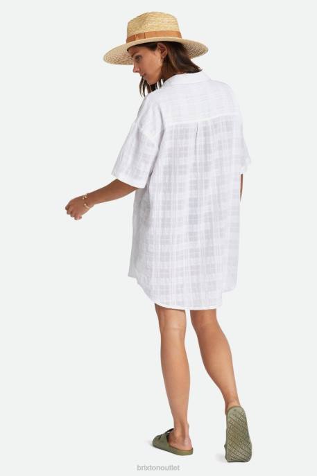 Women Brixton White Leon S/S Overshirt Dress Apparel