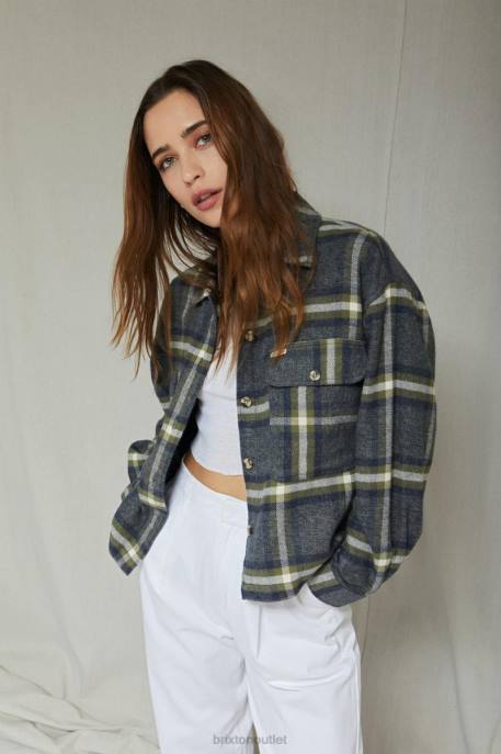 Women Brixton Washed Navy Bowery L/S Flannel Apparel