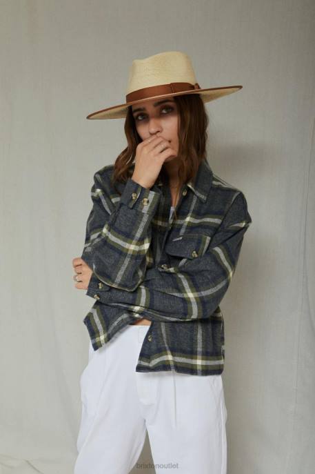 Women Brixton Washed Navy Bowery L/S Flannel Apparel