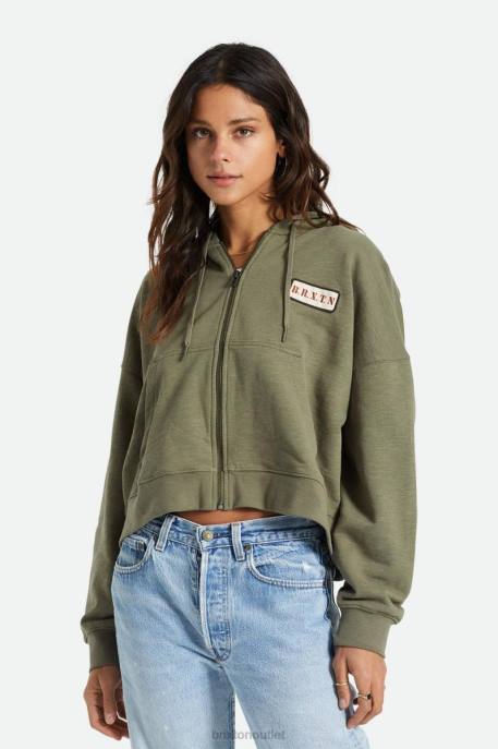 Women Brixton Olive Surplus Movement Oversized Zip Hoodie Apparel