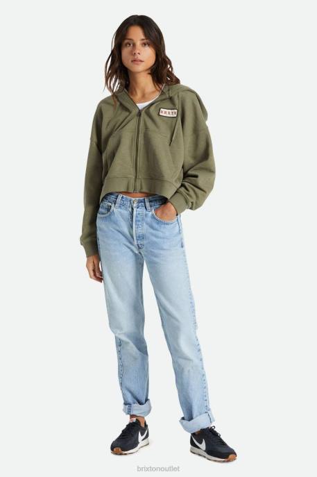 Women Brixton Olive Surplus Movement Oversized Zip Hoodie Apparel