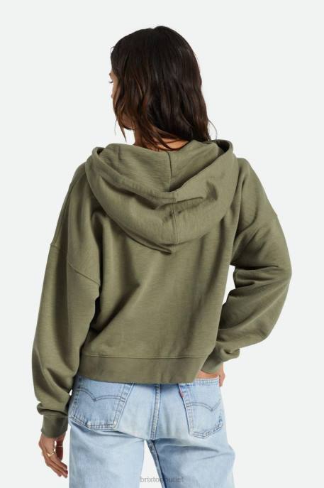 Women Brixton Olive Surplus Movement Oversized Zip Hoodie Apparel