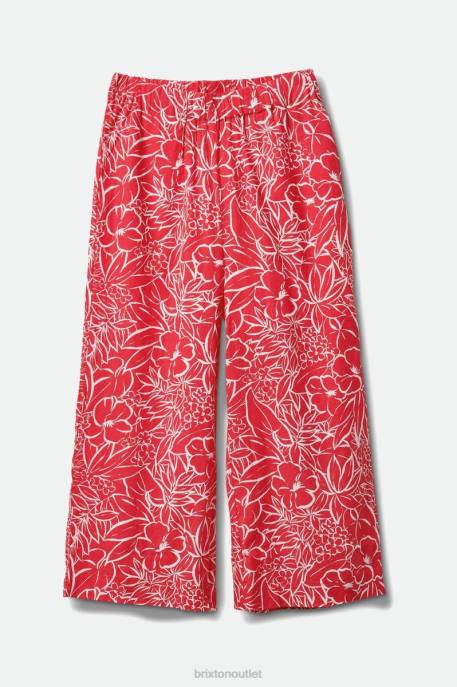 Women Brixton Aloha Red Indo Linen Wide Leg Pant Apparel