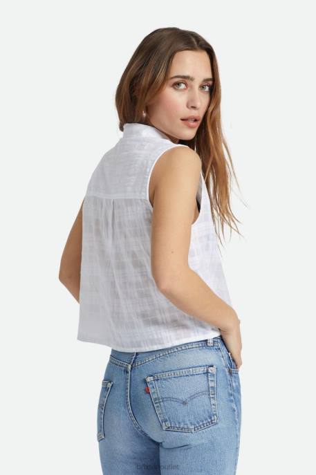 Women Brixton White Leon Boxy Sleeveless Shirt Apparel