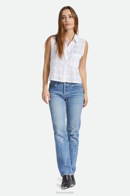 Women Brixton White Leon Boxy Sleeveless Shirt Apparel