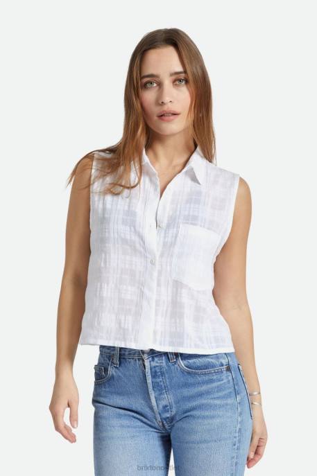 Women Brixton White Leon Boxy Sleeveless Shirt Apparel