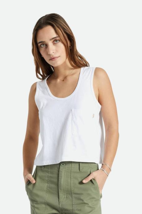 Women Brixton White Carefree Pocket Tank Apparel