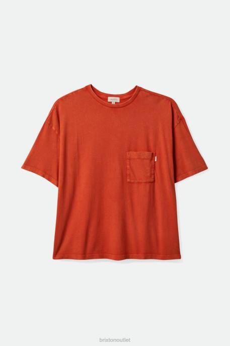 Women Brixton Burnt Red Carefree Oversized Boyfriend Pocket Tee Apparel